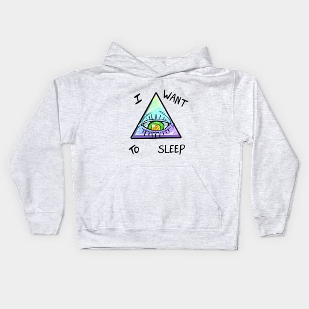 Tired Illuminati Kids Hoodie by Jugglingdino